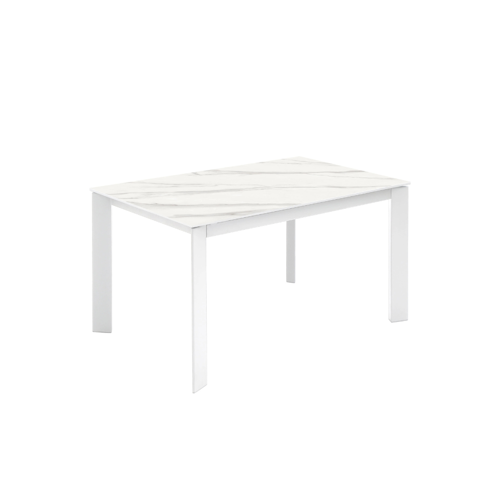 Tavolo da pranzo allungabile in ceramica effetto marmo bianco Book 140-190x90 cm fino a 8 posti | Duzzle