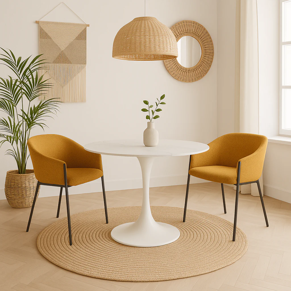 Tavolo da pranzo fisso in ceramica effetto marmo bianco Circe 100x100 cm fino a 4 posti | Duzzle