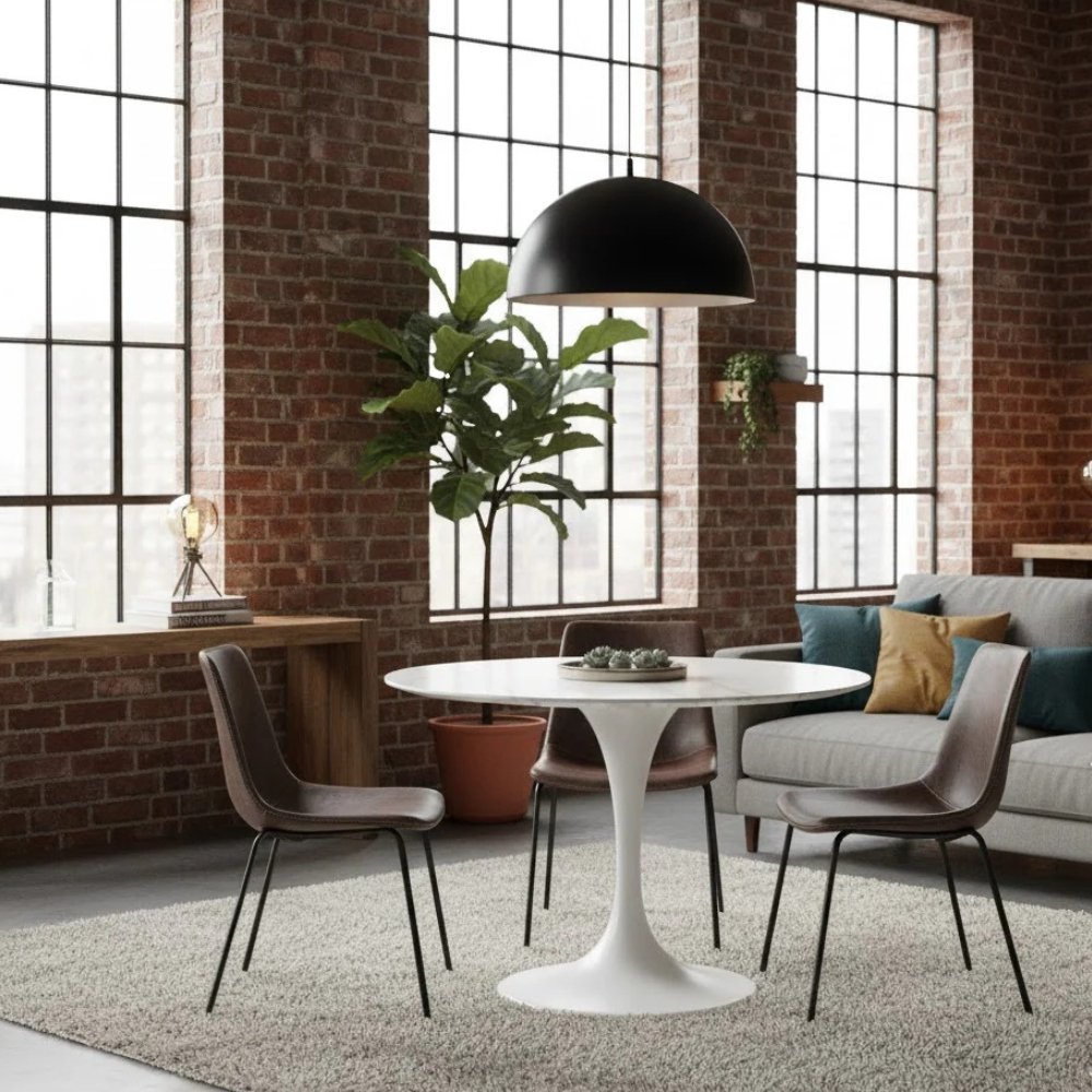 Tavolo da pranzo fisso in ceramica effetto marmo bianco Circe 100x100 cm fino a 4 posti | Duzzle