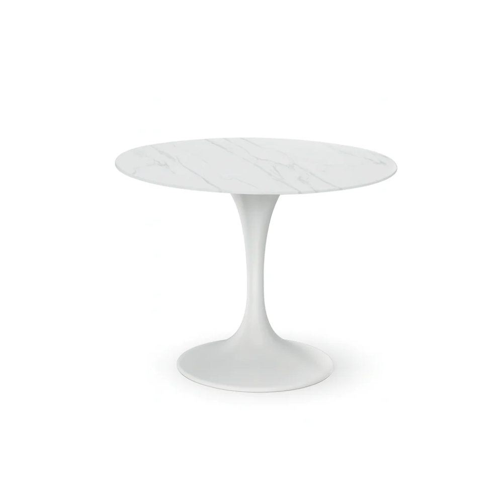 Tavolo da pranzo fisso in ceramica effetto marmo bianco Circe 100x100 cm fino a 4 posti | Duzzle