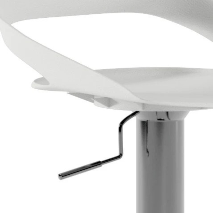 Sgabello da bar e cucina regolabile in altezza in polipropilene bianco Liam con struttura in metallo e poggiapiedi | Duzzle