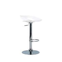 Sgabello da bar e cucina regolabile in altezza in polipropilene bianco Liam con struttura in metallo e poggiapiedi | Duzzle