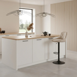 Luca, Set di 2 Sgabelli in microfibra Beige (45cm X 50cm H. 84/100cm)