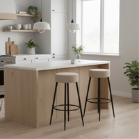 Kai, Set di 2 Sgabelli in microfibra Beige (33cm X 33cm H. 77,5cm)