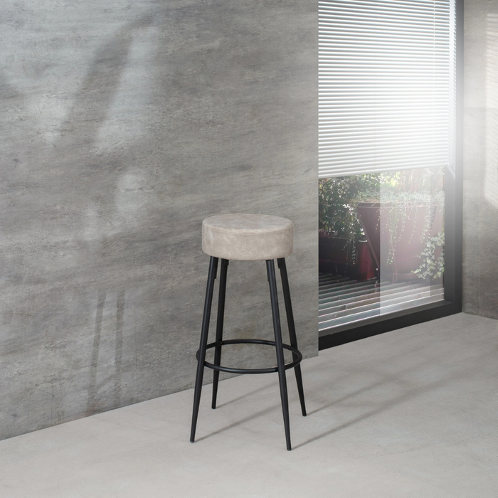 Kai, Set di 2 Sgabelli in microfibra Beige (33cm X 33cm H. 77,5cm)