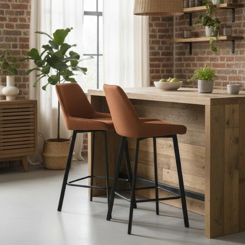 Fynn, Set di 2 Sgabelli in tessuto Ruggine (50cm X 44cm H. 94cm)