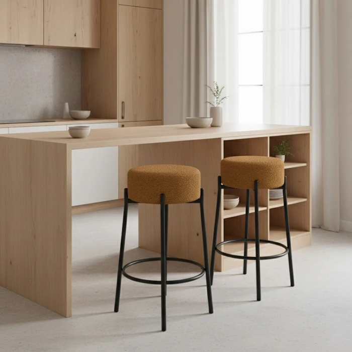 Toffee, Set di 2 Sgabelli in tessuto Giallo (41cm X 41cm H. 67cm)