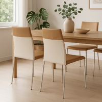 Pimpa, Set di 4 sedie in similpelle Beige (41.5cm X 44cm H. 85cm) | Duzzle