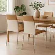 Pimpa, Set di 4 sedie in similpelle Beige (41.5cm X 44cm H. 85cm) | Duzzle