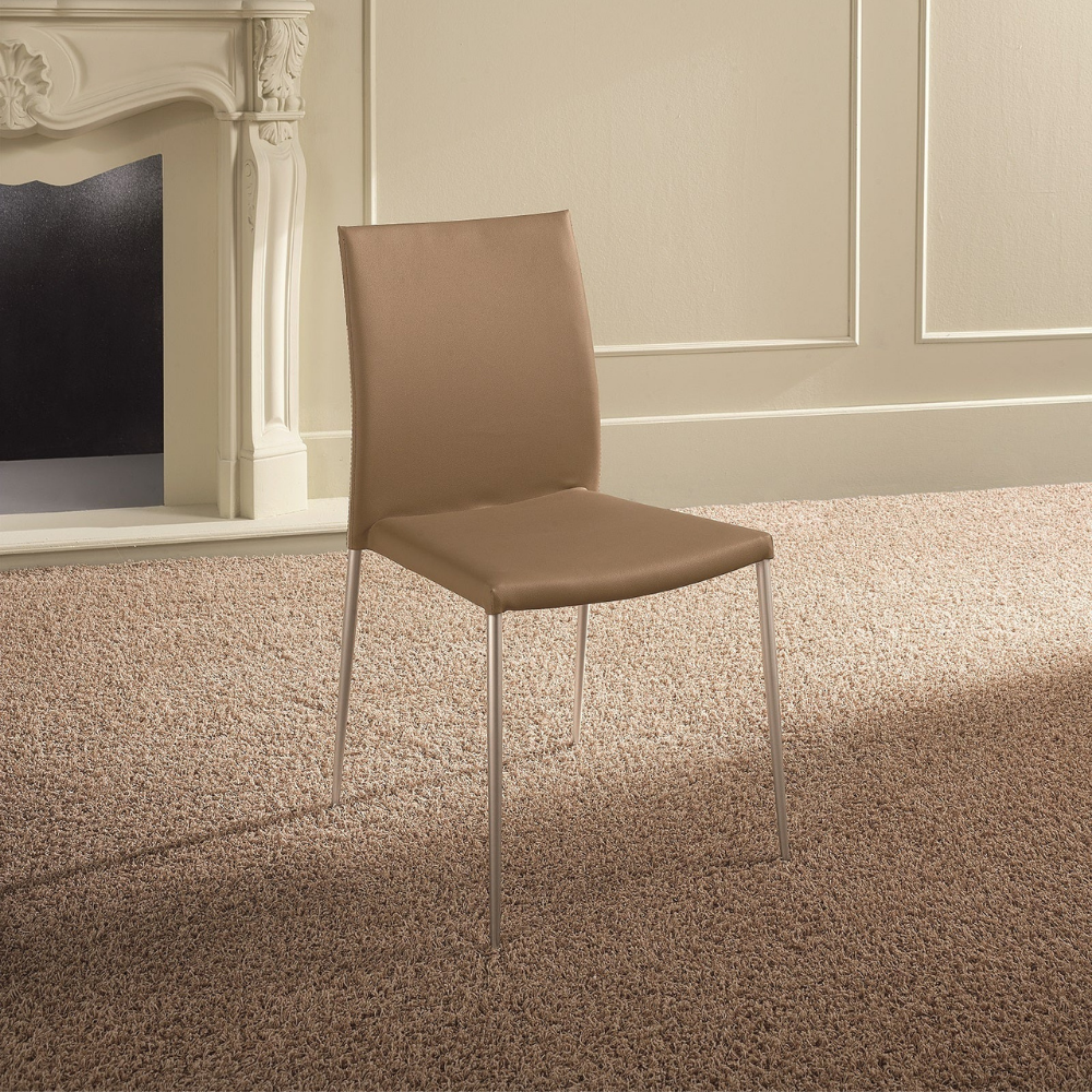 Pimpa, Set di 4 sedie in similpelle Beige (41.5cm X 44cm H. 85cm) | Duzzle