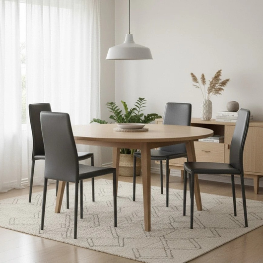 Luma, Set di 4 sedie in similcuoio Grigio (42cm X 41cm H. 95cm) | Duzzle