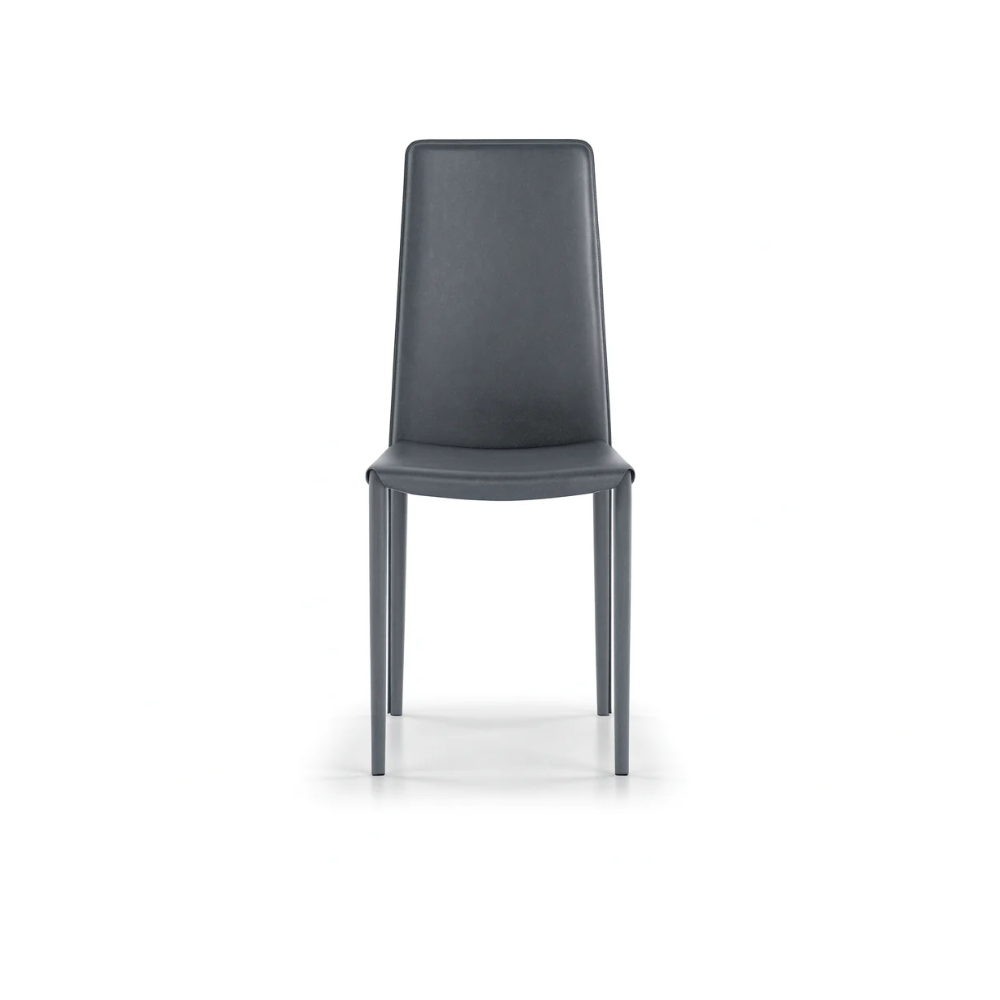 Luma, Set di 4 sedie in similcuoio Grigio (42cm X 41cm H. 95cm) | Duzzle