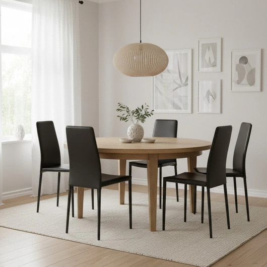 Luma, Set di 4 sedie in similcuoio Nero (42cm X 41cm H. 95cm) | Duzzle