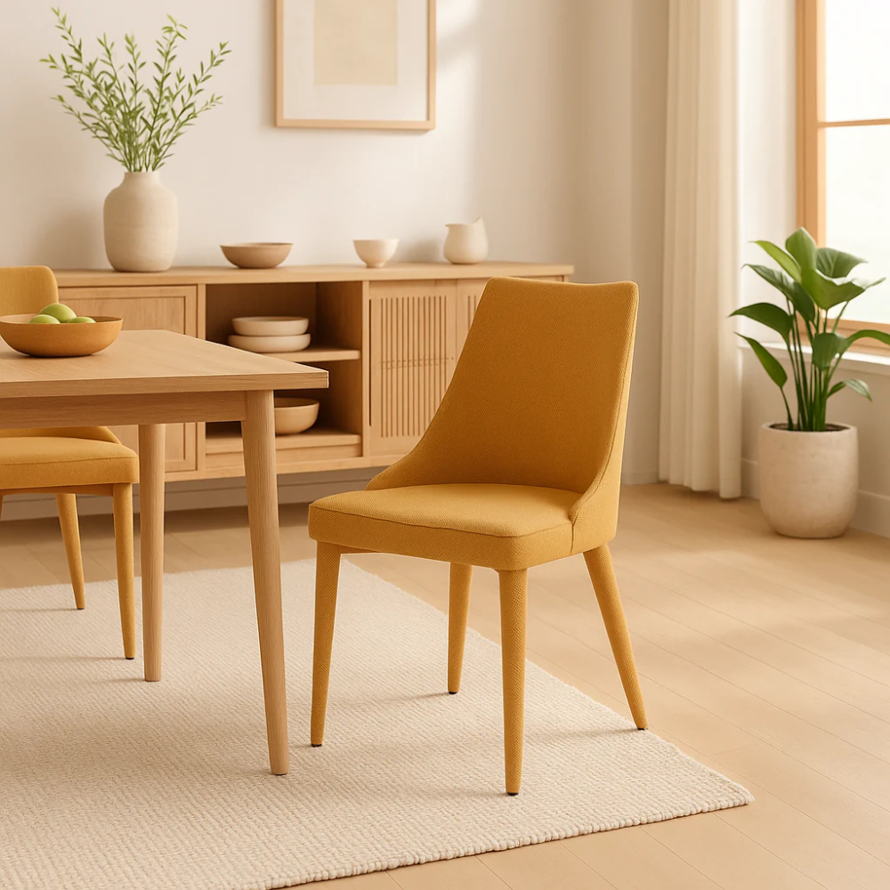 Isabel, Set di 2 sedie in tessuto Giallo (46cm X 46cm H. 91cm) | Duzzle