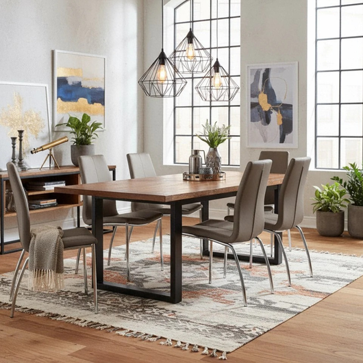 Ines, Set di 4 sedie in similpelle Marrone vintage (43cm X 44cm H. 92cm) | Duzzle