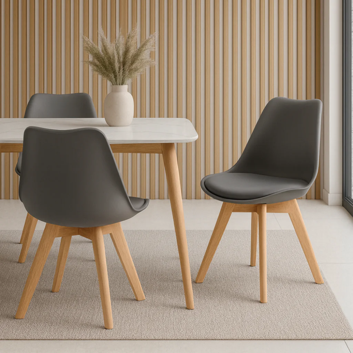 Lola, Set di 4 sedie in polipropilene Grigio chiaro (48.5cm X 52cm H. 82cm) | Duzzle