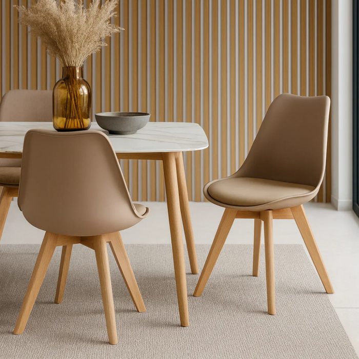 Lola, Set di 4 sedie in polipropilene Tortora (48.5cm X 52cm H. 82cm) | Duzzle