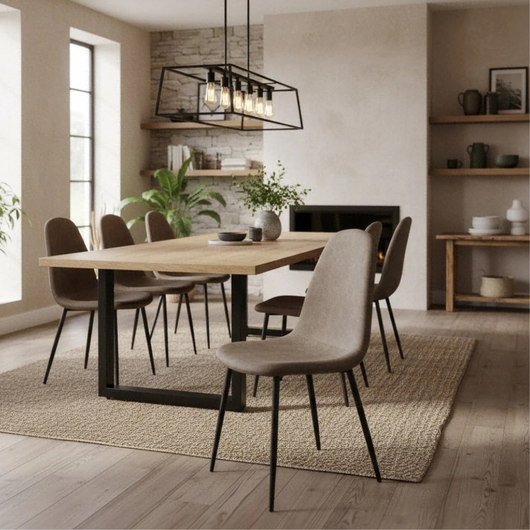 Aurelia, Set di 4 sedie in similpelle Tortora (44cm X 50cm H. 84cm) | Duzzle