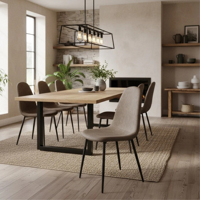 Aurelia, Set di 4 sedie in similpelle Tortora (44cm X 50cm H. 84cm) | Duzzle