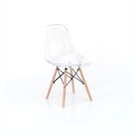 Casper, Set di 4 sedie in policarbonato Trasparente con gambe il legno di faggio (47cm X 46cm H. 82cm)| Duzzle