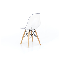 Casper, Set di 4 sedie in policarbonato Trasparente con gambe il legno di faggio (47cm X 46cm H. 82cm)| Duzzle