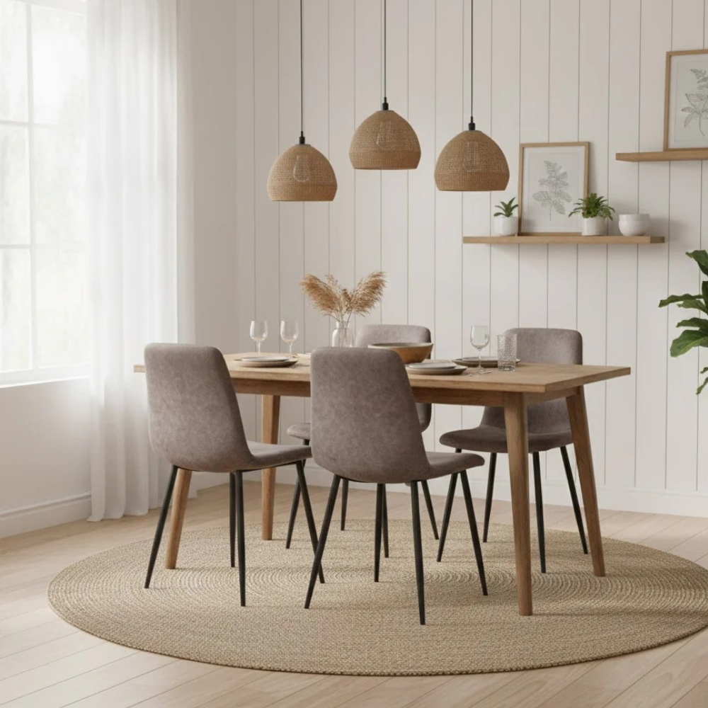 Tia, Set di 4 sedie in similpelle Grigio vintage (48.5cm X 49cm H. 88cm) | Duzzle