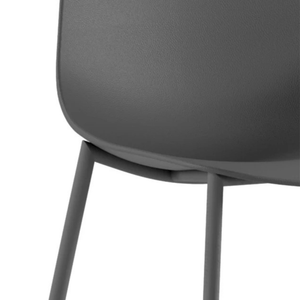 Mira, Set di 4 sedie in polipropilene Grigio scuro (49cm X 48.5cm H. 88cm)| Duzzle