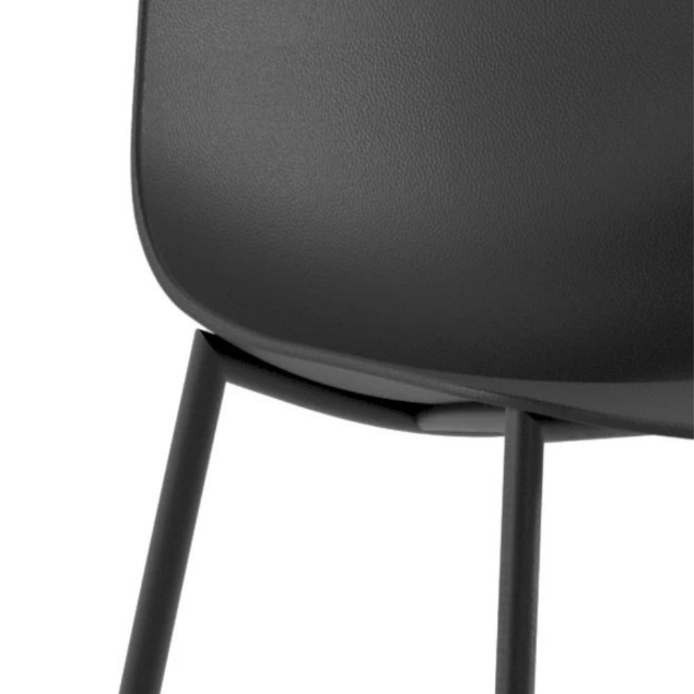 Mira, Set di 4 sedie in polipropilene Nero (49cm X 48.5cm H. 88cm)| Duzzle