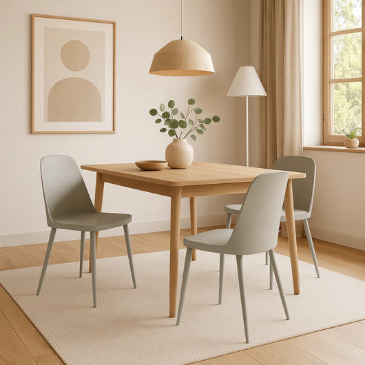 Athena, Set di 4 sedie in polipropilene Grigio chiaro (46cm X 55cm H. 80cm)| Duzzle