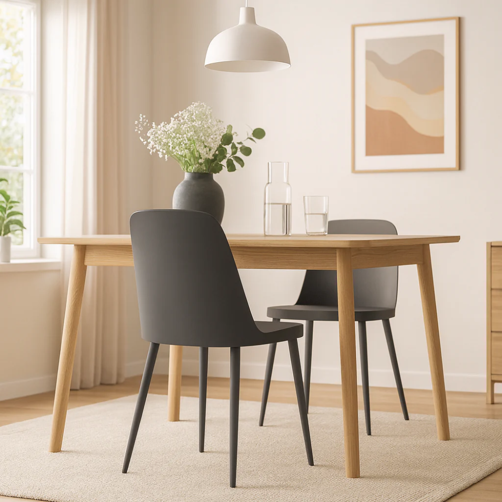 Athena, Set di 4 sedie in polipropilene Grigio scuro (46cm X 55cm H. 80cm)| Duzzle