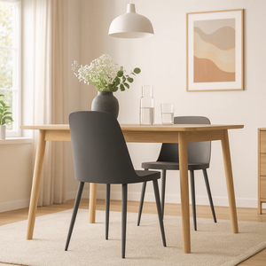 Athena, Set di 4 sedie in polipropilene Grigio scuro (46cm X 55cm H. 80cm)| Duzzle