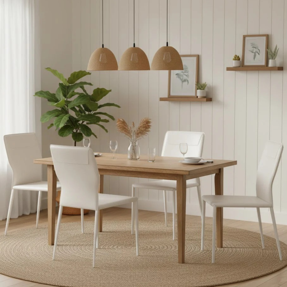 Lara, Set di 2 sedie in similcuoio Bianco (56cm X 44cm H. 86.5cm) | Duzzle