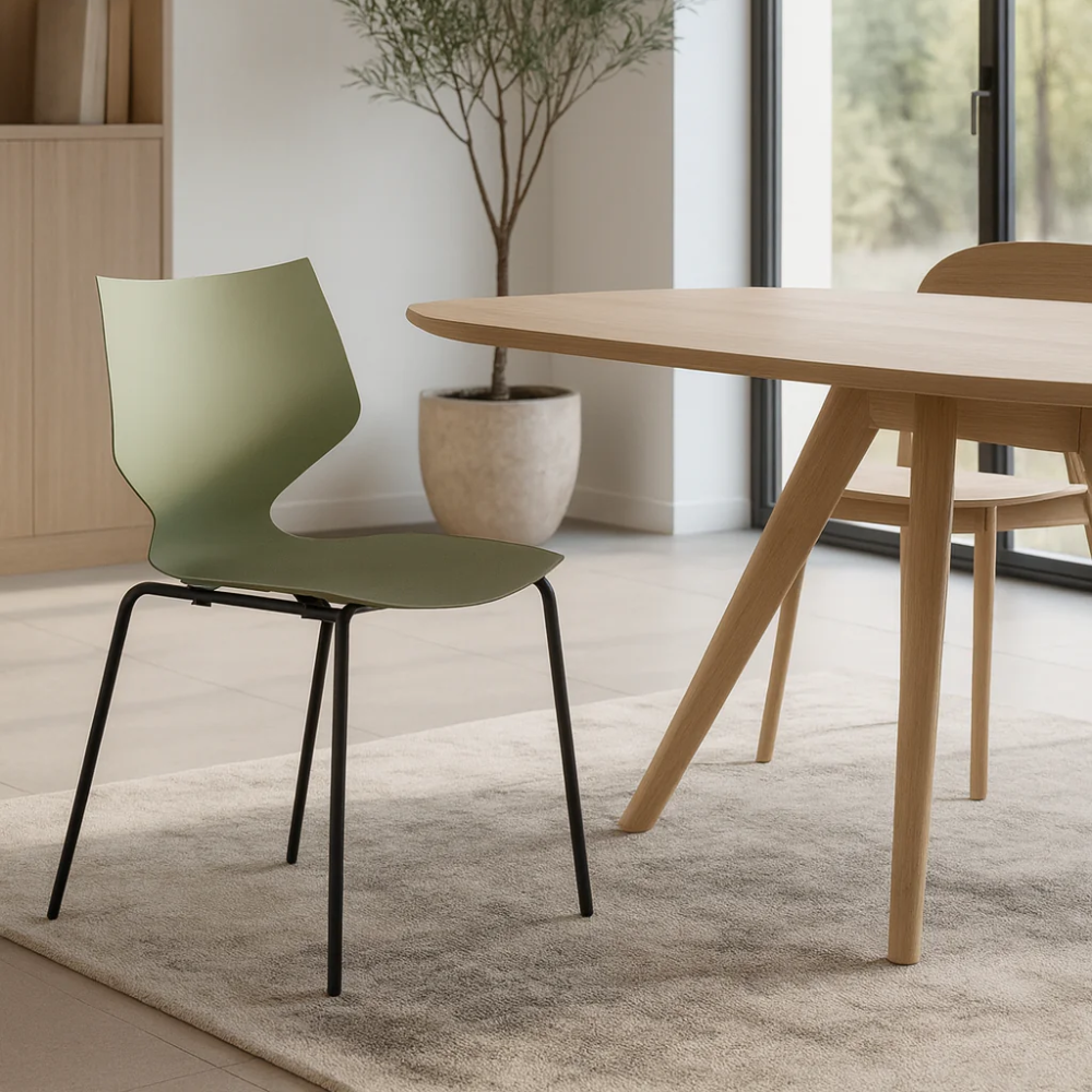 Elite, Set di 4 sedie in polipropileneVerde chiaro (50cm X 51cm H. 77cm)| Duzzle