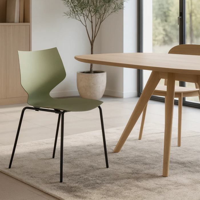 Elite, Set di 4 sedie in polipropileneVerde chiaro (50cm X 51cm H. 77cm)| Duzzle