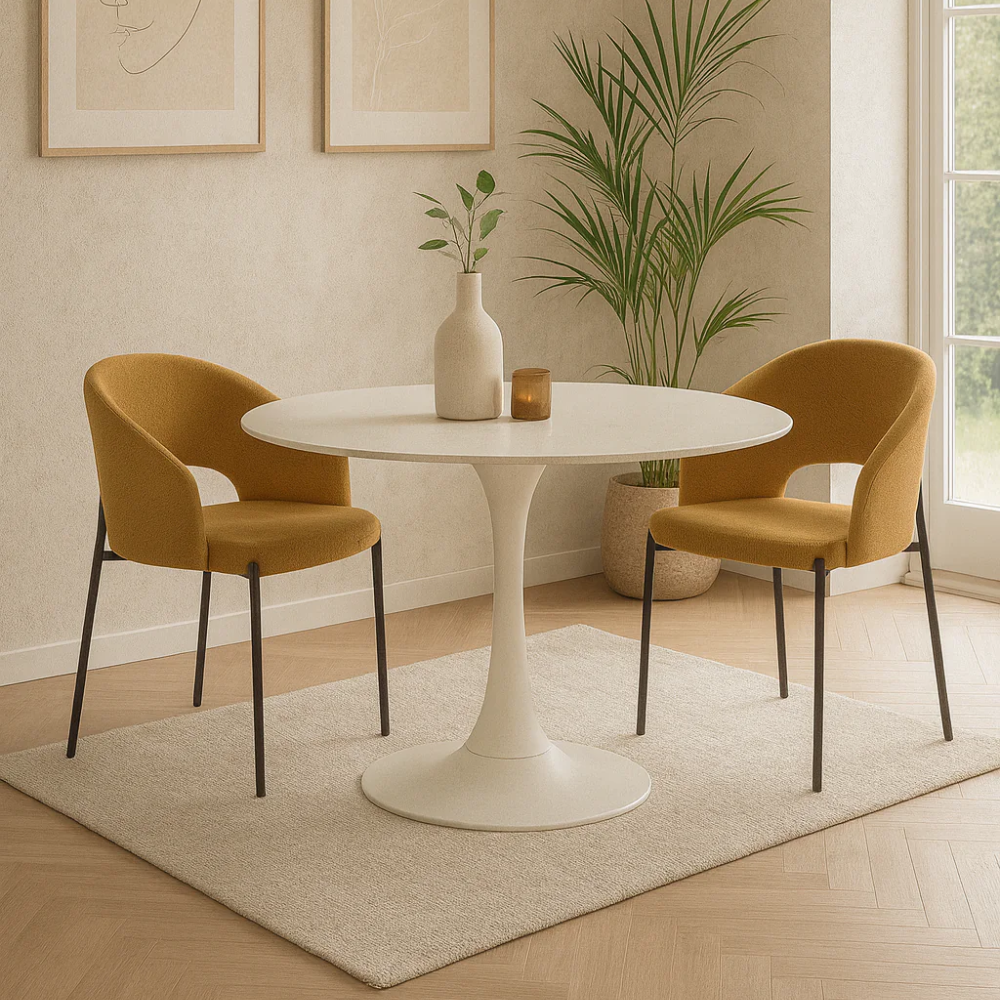 Siena, Set di 2 sedie in tessuto Giallo (52cm X 55.5cm H. 78.5cm) | Duzzle