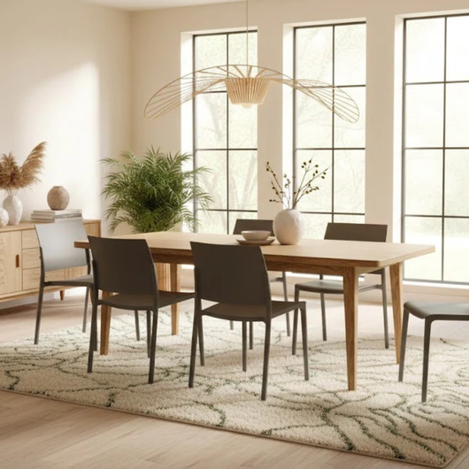 Aurora, Set di 4 sedie in polipropilene Grigio scuro (52.5cm X 55cm H. 81cm)| Duzzle