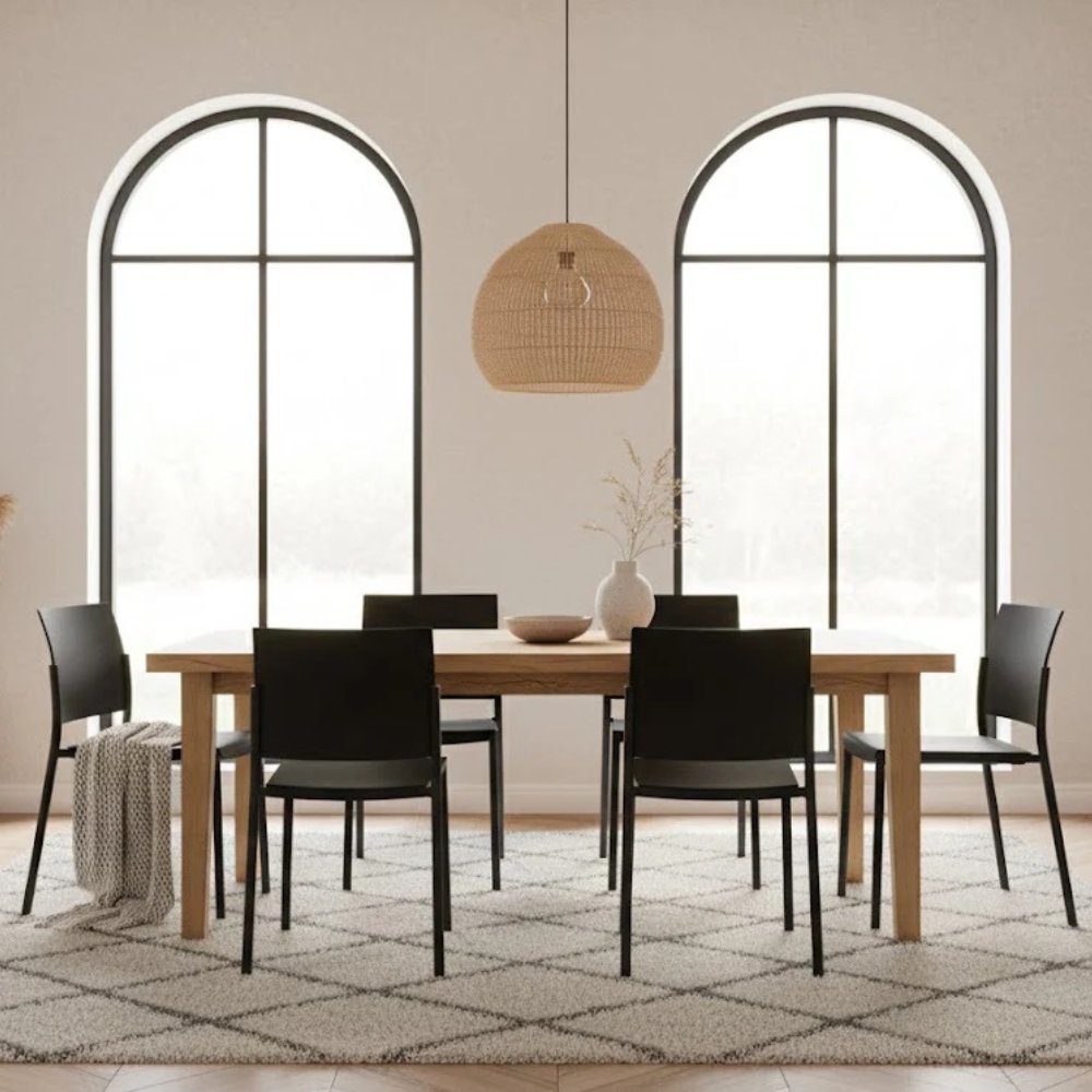 Aurora, Set di 4 sedie in polipropilene Nero (52.5cm X 55cm H. 81cm)| Duzzle