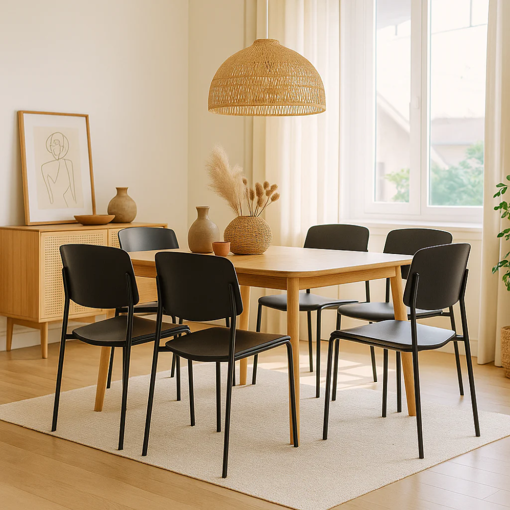 Vega, Set di 4 sedie in polipropilene Nero (52cm X 52cm H. 79cm)| Duzzle