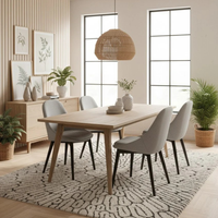 Delphi, Set di 4 sedie in tessuto Grigio chiaro (58cm X 49cm H. 85cm) | Duzzle