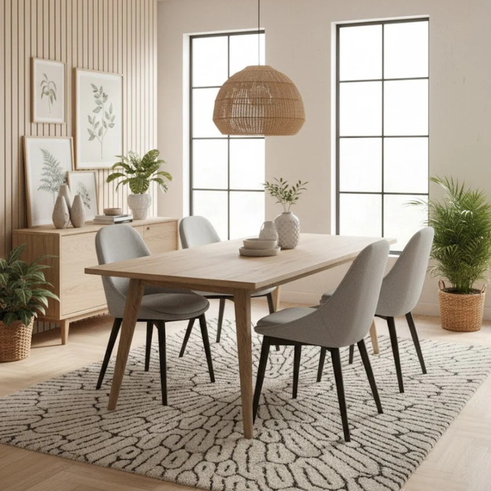 Delphi, Set di 4 sedie in tessuto Grigio chiaro (58cm X 49cm H. 85cm) | Duzzle