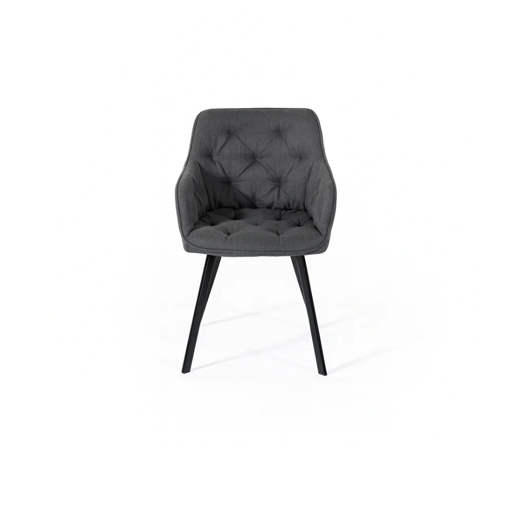 Thalia, Set di 2 sedie in tessuto Grigio scuro (60cm X 55cm H. 79cm) | Duzzle