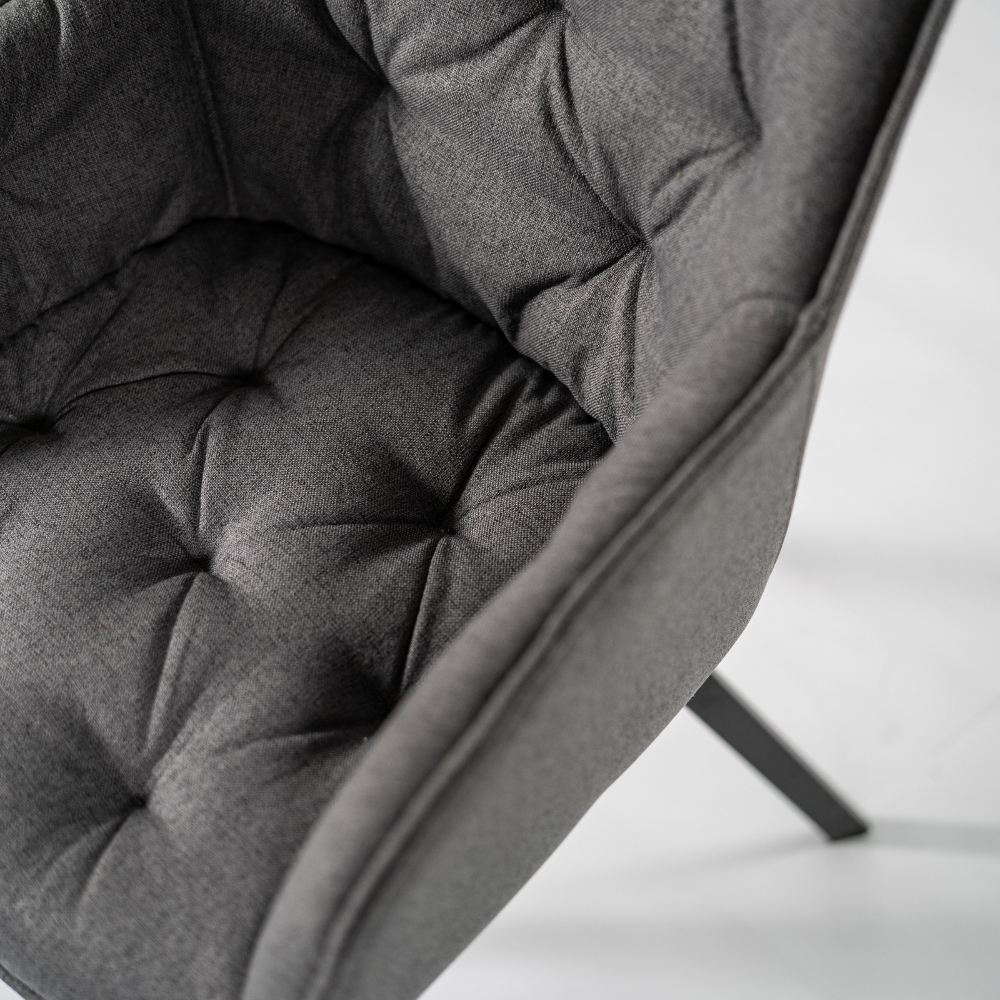 Thalia, Set di 2 sedie in tessuto Grigio scuro (60cm X 55cm H. 79cm) | Duzzle