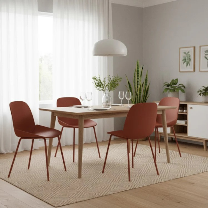 Cassandra, Set di 4 sedie in polipropilene Ruggine (55cm X 46cm H. 79cm)| Duzzle