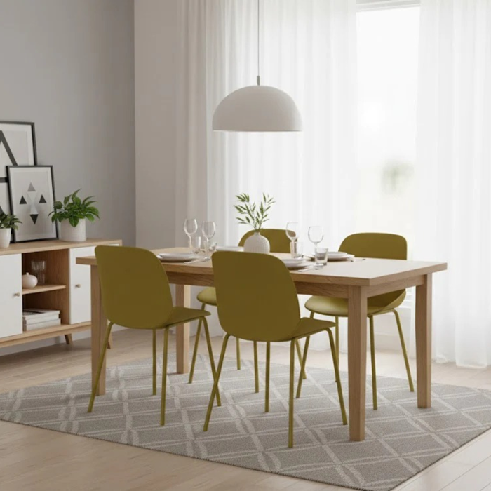 Cassandra, Set di 4 sedie in polipropilene Senape (55cm X 46cm H. 79cm)| Duzzle