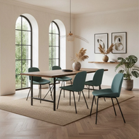 Adhara, Set di 4 sedie in tessuto Acquamarina (57cm X 46cm H. 80cm) | Duzzle