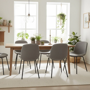 Adhara, Set di 4 sedie in tessuto Grigio chiaro (57cm X 46cm H. 80cm) | Duzzle