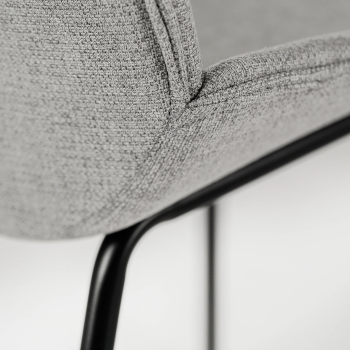 Adhara, Set di 4 sedie in tessuto Grigio chiaro (57cm X 46cm H. 80cm) | Duzzle