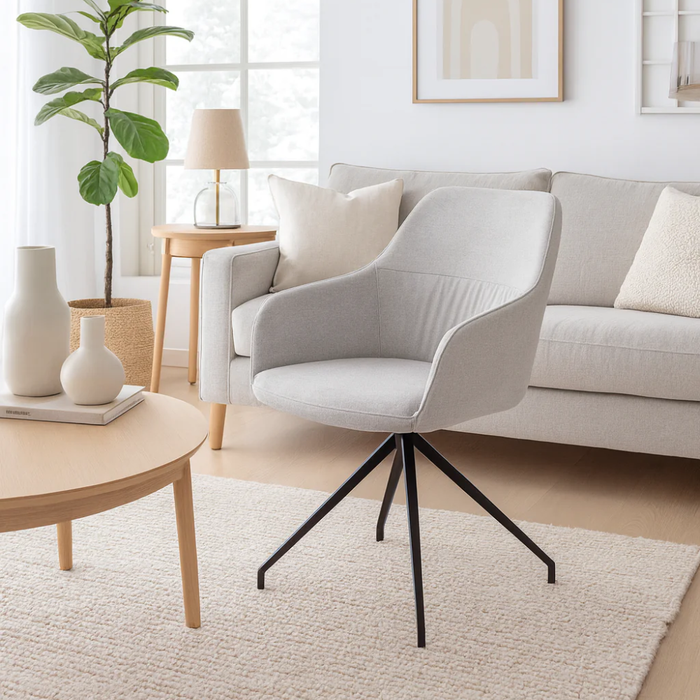 Celeste, Set di 2 sedie in tessuto Grigio chiaro (56cm X 56cm H. 87cm) | Duzzle