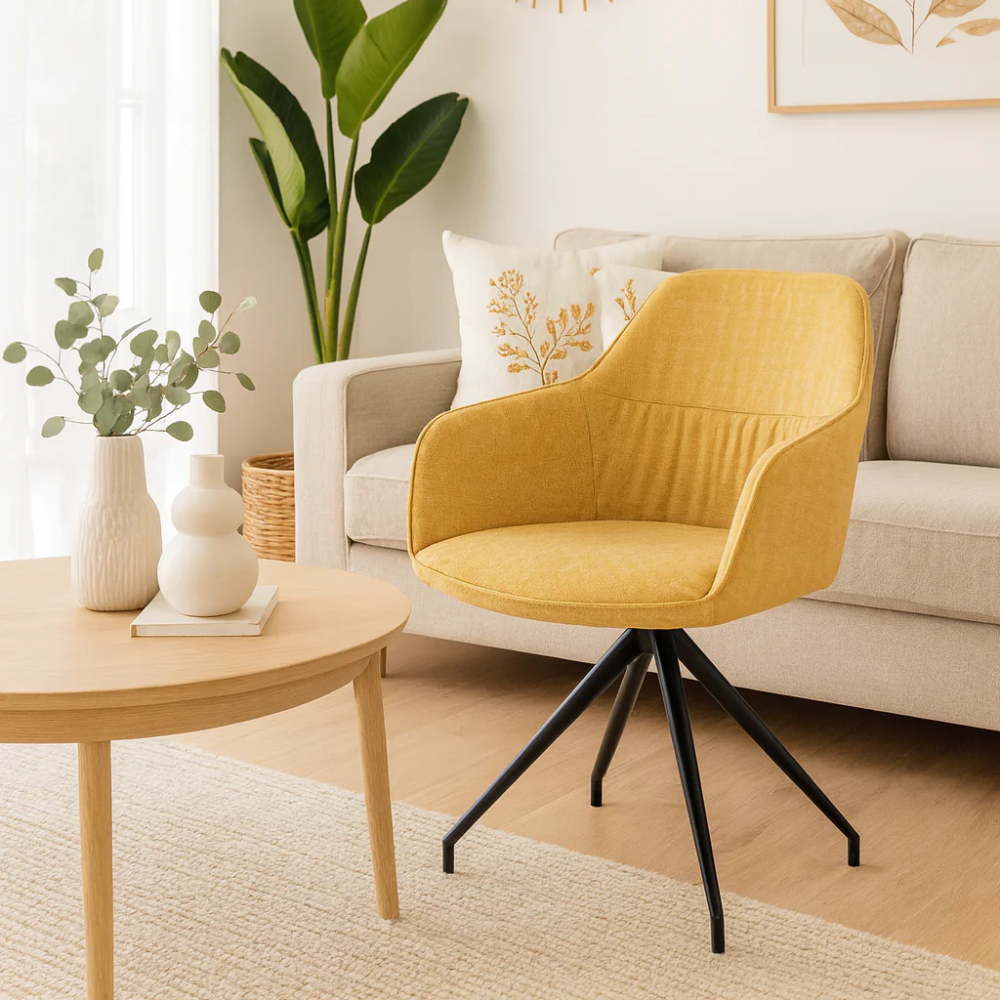 Celeste, Set di 2 sedie in tessuto Giallo (56cm X 56cm H. 87cm) | Duzzle