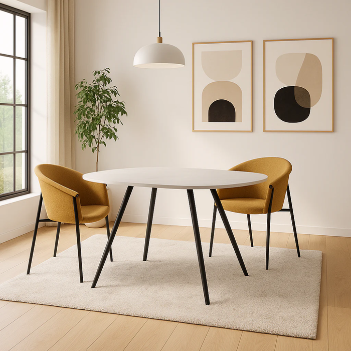 Electra, Set di 2 sedie in tessuto Giallo (58cm X 56cm H. 79cm) | Duzzle